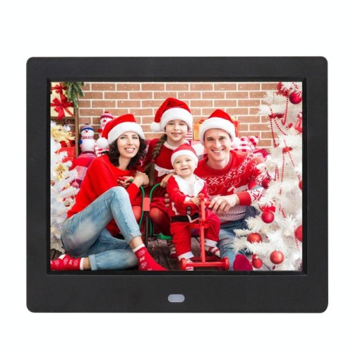 Cornice per foto digitale con schermo TFT da 8 pollici AC 100-240V con supporto e telecomando, supporto ingresso scheda USB / SD (nero)