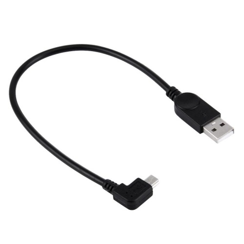 Cavo dati / ricarica da mini USB a USB sinistro con angolo di 90 gradi, lunghezza: 28 cm