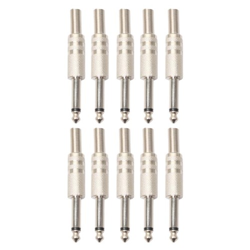 10 PCS 2 Pin 6.5mm Plug Connettore audio in lega di zinco saldato 6.35 Audio Plug