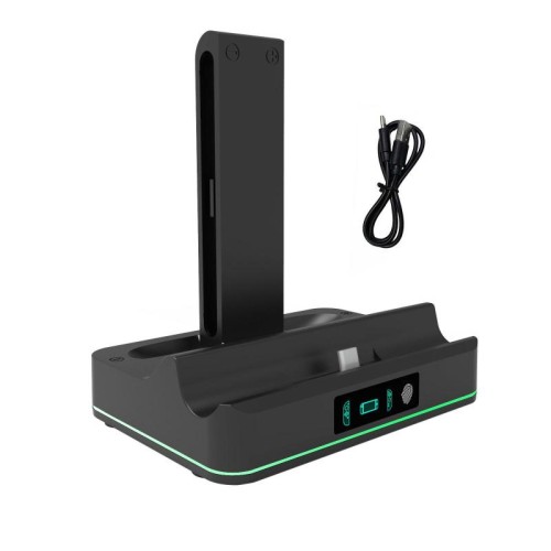 Stazione di ricarica rapida KJH RGB LED per Nintendo Switch 2 e controller Joy-Con (nera)