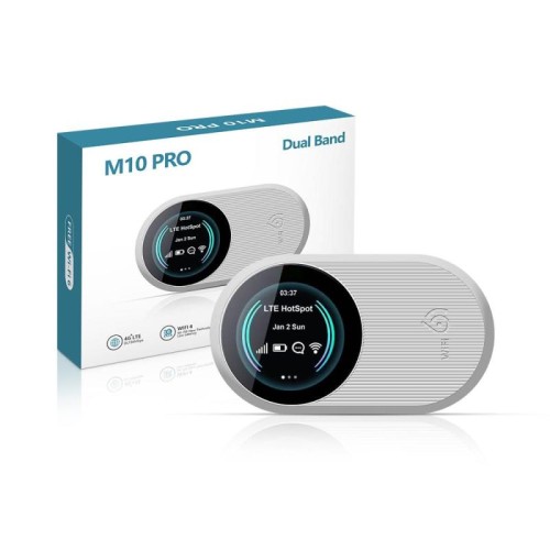 Router wireless portatile M10 Pro 4G LTE WiFi 6 con hotspot mobile e display OLED a colori (blu)