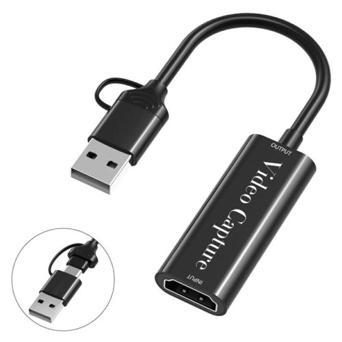 Cavo adattatore per streaming live HU-02A da HDMI a USB / Type-C, scheda di acquisizione video 2 in 1