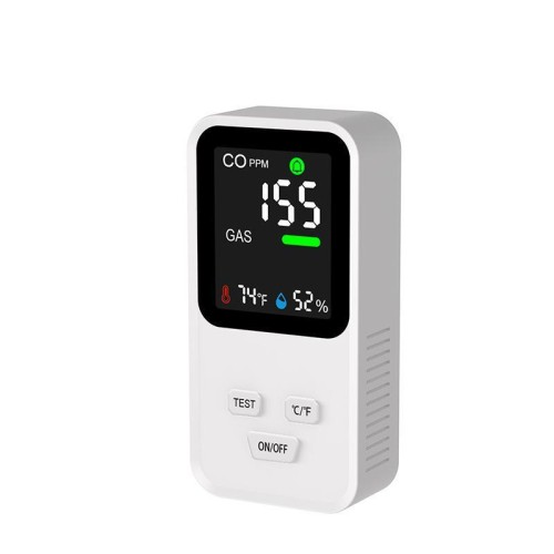 Rilevatore di gas 4 in 1 con spina, per monossido di carbonio, gas combustibili, temperatura e umidità, con elevata sensibilità e allarme, spina USA (nero)