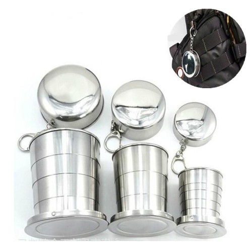 Tazza pieghevole da campeggio in acciaio inossidabile Tazza da viaggio da campeggio all'aperto Tazza da viaggio pieghevole portatile S 60ML