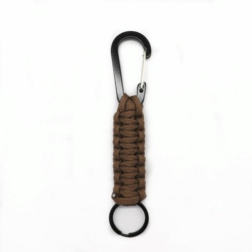 Portachiavi con moschettone in corda multifunzionale per esterni in nylon (verde militare)
