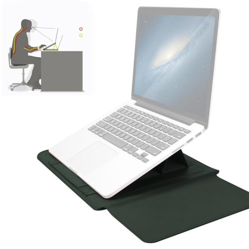 Custodia per laptop in pelle PU impermeabile universale 4 in 1 con maniglia e supporto e portapenne + 2 avvolgitori + borsa per mouse + set di borse per caricabatterie per laptop da 13/14 pollici (nero)
