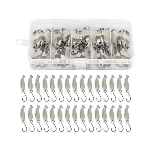 30 pezzi/scatola Esca artificiale rotante stagnata Attrezzatura da pesca Esca rigida Esca artificiale rotante biomimetica, Colore: Argento 2,5 g