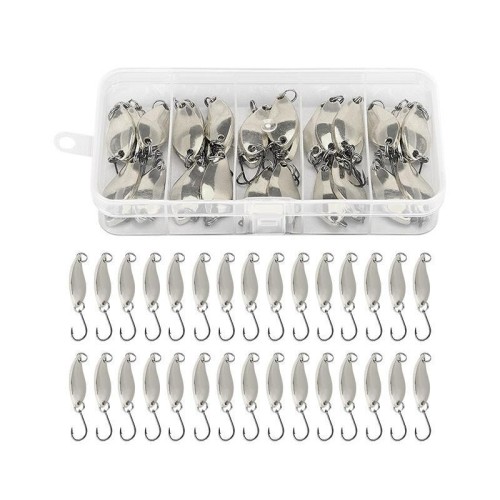 30 pezzi/scatola Esca artificiale rotante stagnata Attrezzatura da pesca Esca rigida Esca artificiale rotante biomimetica, Colore: Argento 3,5 g