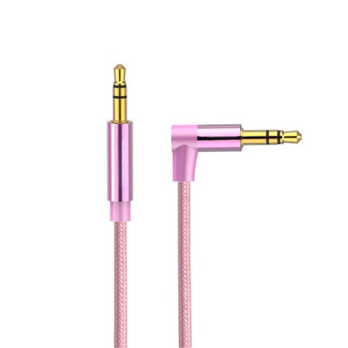 Cavo audio a gomito maschio-maschio da 3,5 mm AV01, lunghezza: 1 m (oro)