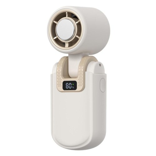 Mini ventilatore pieghevole ad alta velocità HX-F386 con display digitale (beige)