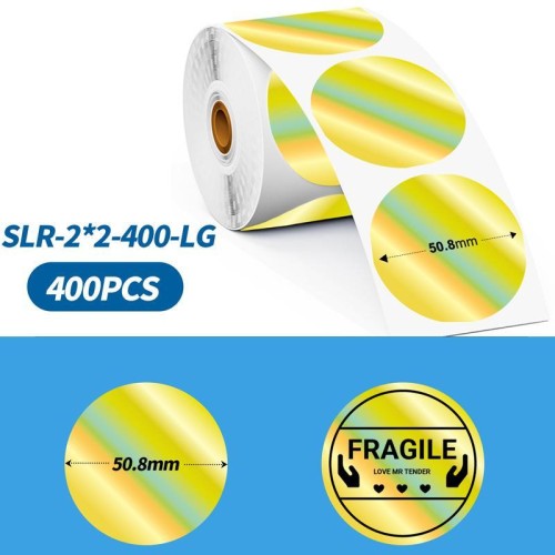 Etichette adesive rotonde Phomemo da 2 pollici per stampanti PM241-BT/PM246S/D520-BT > LASER-GOLD-NERO-400 pezzi