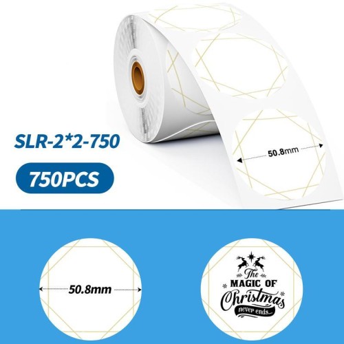 Etichette adesive rotonde Phomemo da 2 pollici per stampanti PM241-BT/PM246S/D520-BT, colore bianco e nero, 750 pezzi