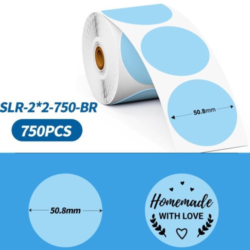 Etichette adesive rotonde Phomemo da 2 pollici per stampanti PM241-BT/PM246S/D520-BT, blu e nero, 750 pezzi