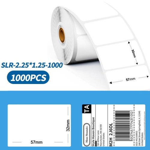 Etichette adesive Phomemo da 2,25 x 1,25 pollici per stampanti PM241-BT/PM246S/D520-BT, 1000 pezzi, bianche