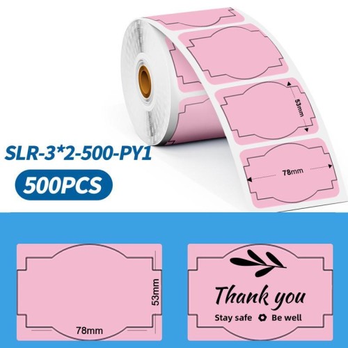 Etichette adesive per spedizioni Phomemo, 3 x 2 pollici, per stampanti PM241-BT/PM246S/D520-BT, colore rosa (PY1), confezione da 500 fogli.