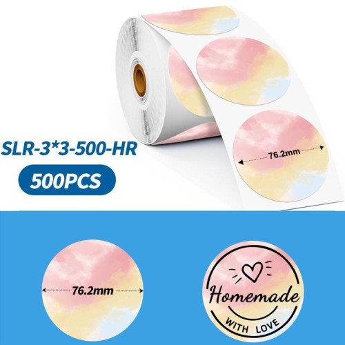 Etichette termiche Phomemo da 3 pollici, confezione da 500 pezzi, per stampanti PM241-BT/PM246S/D520-BT, stile: coloranti misti.
