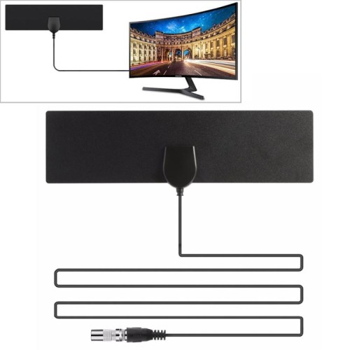 25 miglia di raggio 28dBi Antenna TV per interni HDTV digitale amplificata ad alto guadagno con cavo coassiale da 3,7 m e adattatore IEC