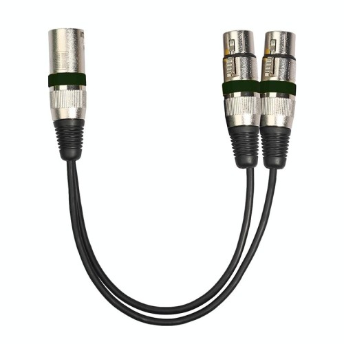2055MFF-03 Cavo audio 2 in1 XLR maschio a doppia femmina per microfono, lunghezza: 0,3 m (nero)