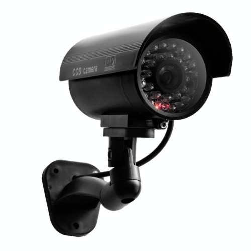 Telecamera CCTV fittizia impermeabile IP66 con LED lampeggiante per un allarme di sicurezza dall'aspetto realistico (argento)