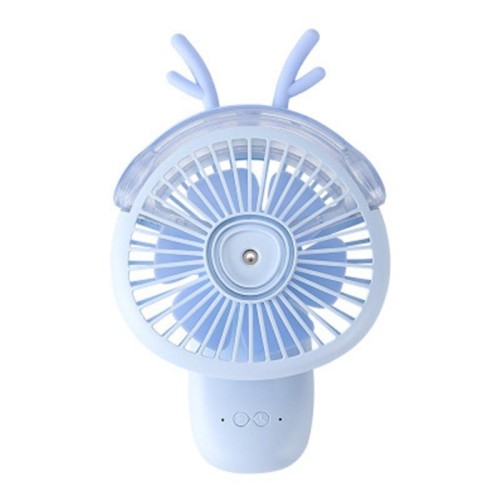 Ventilatore a getto d'acqua per umidificazione dei cartoni animati Mini ventilatore a spruzzo pieghevole da tavolo (blu)