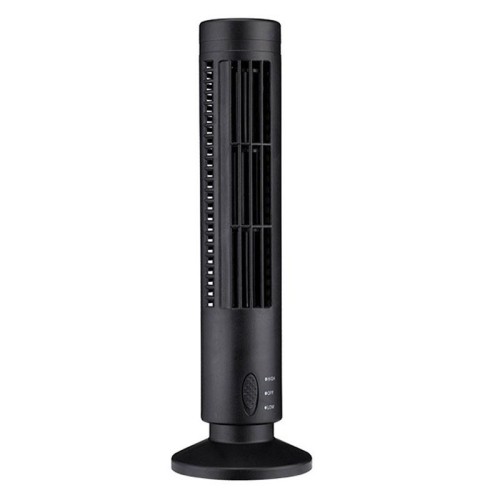 Ventilatore elettrico USB a torre Ventilatore climatizzatore senza foglie (nero)