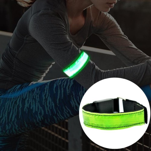 Cintura da polso sportiva con batteria in nylon riflettente di sicurezza con flash a LED (gialla)