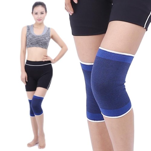 2 protezioni per ginocchia da basket per sport elastiche termiche all'aperto, dimensioni: 22 x 14 cm (blu)