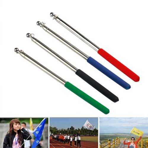 10 PCS 1M 5 nodi multifunzionale telescopico in acciaio inox manicotto di gomma guida del bastone di insegnamento Flagpole Signal Flag, consegna a colori casuali