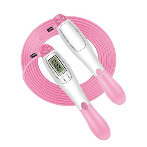 Corda per saltare elettronica sportiva con contatore, Stile: Corda con filo metallico rosa
