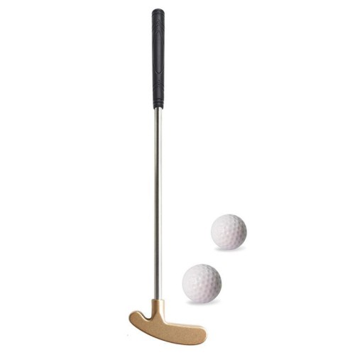 Putter da mini golf da 15,8 cm in acciaio inossidabile 304 con 2 palline color oro