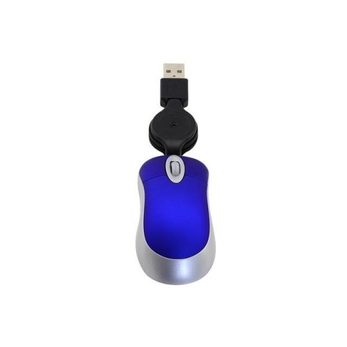 Mini computer mouse cavo USB retrattile ottico ergonomico 1600 DPI piccoli mouse portatili per laptop (blu)