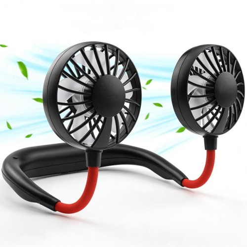 Ventilatore portatile a doppia testa da collo ZY-A2 (blu)