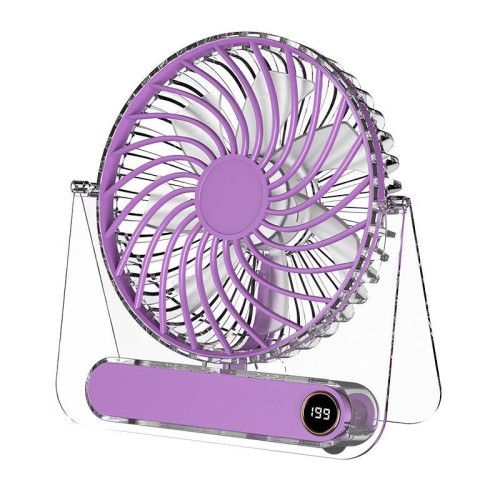 JP-08 Mini ventilatore da tavolo ultrasottile, silenzioso, con display digitale trasparente, ideale per ufficio (arancione)