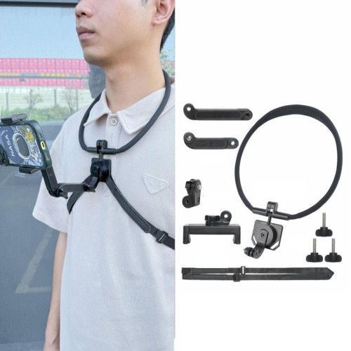 Supporto da collo POV per cellulare e action camera, supporto a sgancio rapido con asta di estensione, extra large con tracolla.