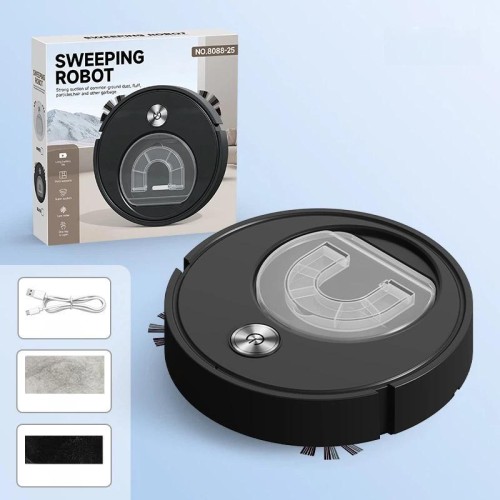 Robot aspirapolvere 3 in 1: spazza, aspira e lava con contenitore della polvere grande e trasparente (nero)