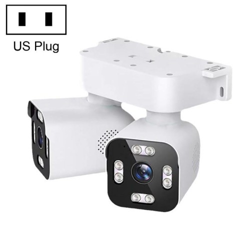 Telecamera WiFi a doppia lente, inclinazione e rotazione orizzontale da 5 MP, spina: spina USA (bianca)