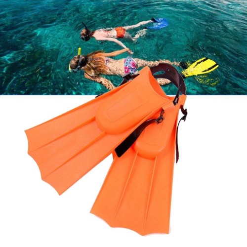 1 paio di pinne regolabili per adulti Pinne da nuoto suola per snorkeling, misura: 30-35 (arancione)