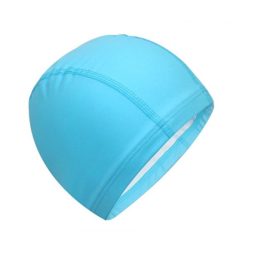 Cuffia da nuoto elastica con rivestimento in PU impermeabile per adulti Mantenere i capelli lunghi asciutti Cuffia da bagno con protezione per le orecchie (argento)