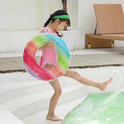 Anello da nuoto in PVC addensato per bambini, colore sfumato, 2 pezzi, dimensioni: 60 cm