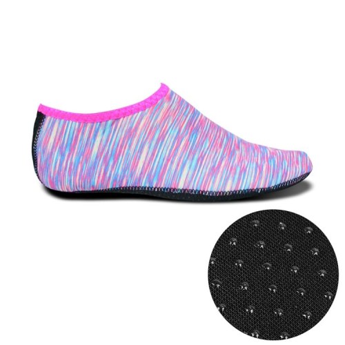 Scarpe e calzini da sub con stampa suola in stoffa spessa con struttura in grana di plastica antiscivolo, un paio, taglia: S (linee viola)