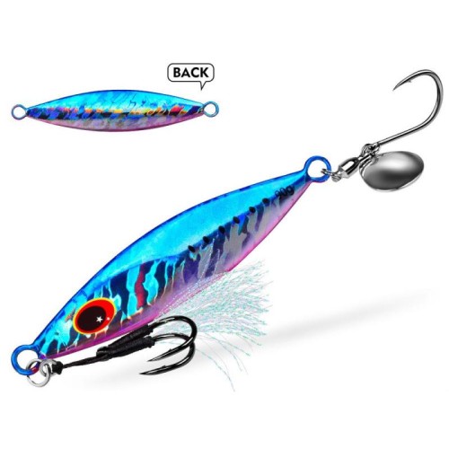 PROBEROS LF179 Esche artificiali in metallo per jigging con paletta rotante fosforescente per la pesca in acqua salata, misura: 60 g (colore C)