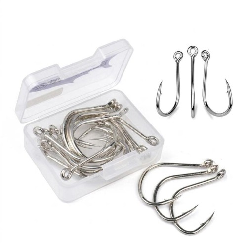 PROBEROS 20 pezzi/scatola Ami da pesca singoli in acciaio ad alto tenore di carbonio Punta ad ago ad alta penetrazione Occhiello ad anello N. 1/0