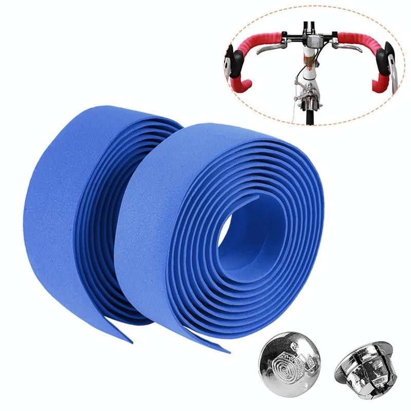 1 paio TOSEEK New Cycling Road Bike Sport Bicycle Cork Manubrio Tape Wrap + 2 Bar Plug (Rosso)