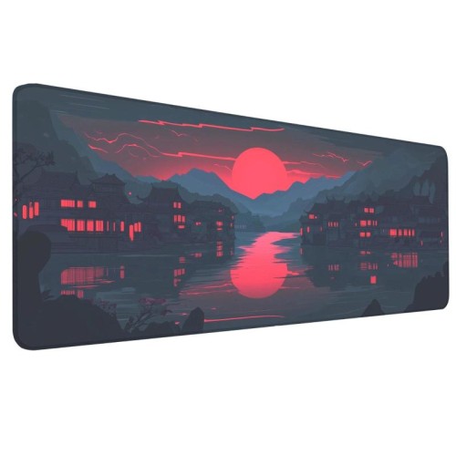 Tappetino per mouse antimacchia con paesaggio antico, tappetino da scrivania per tastiera e-sport, dimensioni: 30 x 80 x 0,3 cm (6)