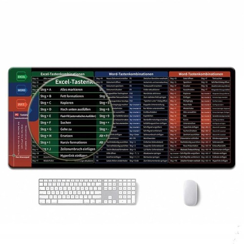 Tappetino per mouse con tasti di scelta rapida di grandi dimensioni, disponibile in diverse lingue, con bordi cuciti anti-sfilacciamento. Dimensioni tastiera: 300x800x4mm (RU Office+PS+Win 4).