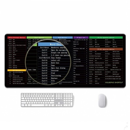 Tappetino per mouse con tasti di scelta rapida di grandi dimensioni, disponibile in diverse lingue, con bordi cuciti anti-sfilacciamento. Dimensioni tastiera: 400x900x2mm (RU Win+CDR+PS+AI 2).