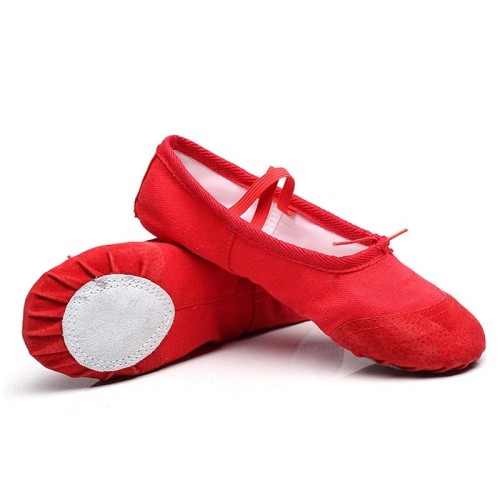 2 paia ballerine morbide scarpe da ballo latino yoga danza scarpe sportive per bambini e adulti (rosso)