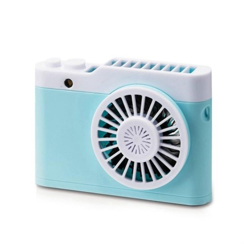 Mini ventola portatile per fotocamera con ricarica USB Ventilatore appeso al collo piccolo (blu)