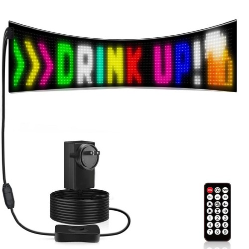 Schermo a matrice LED flessibile programmabile ultra sottile e impermeabile da 16 x 144 pixel, spina: spina USA