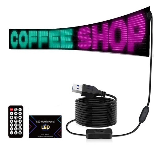 Schermo a matrice LED flessibile programmabile ultra sottile da 16 x 192 pixel, impermeabile, con connettore USB.